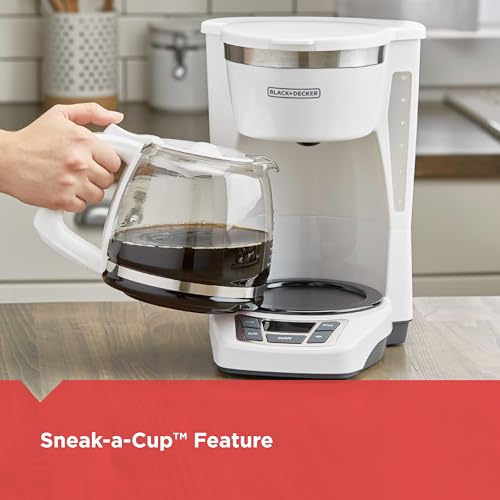 Black+Decker 12-Cup Digital Coffee Maker Auto Brew Programmable Water Window Keep Hot Plate White
| Black+Decker 12-Cup