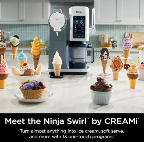 CREAMi Ninja Swirl Ice Cream Maker for Kids & All Ages - 13 in 1 Low Calorie Sorbet and Frozen Yogurt Machine (2) 16oz P